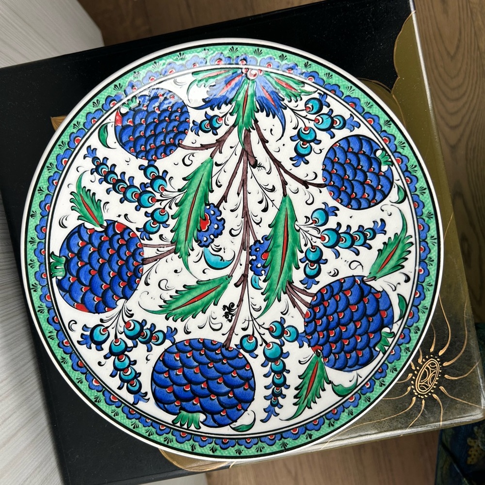 Hand-Painted Blue & Green Ceramic Decorative Plate - Made in Turkey - Picture 4 of 4